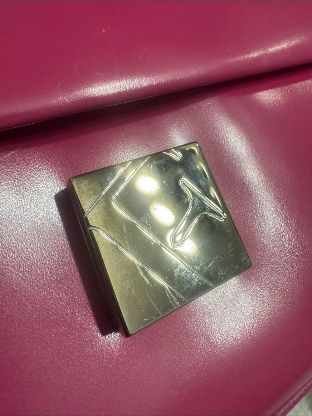 Furla Hot Barbie Pink Leather Shoulder Bag with Gold-Tone slide closure